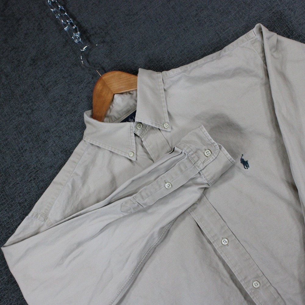 Ralph Lauren Men's Khaki Cotton Button Down Shirt